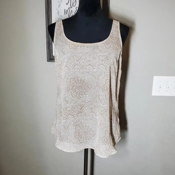 Old Navy Sheer Tan Boho Paisley Tank Top Size Medium - Picture 1 of 11